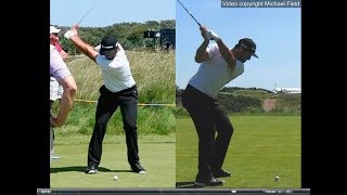 Jon Rahm golf swing  Long Iron faceon amp downtheline July 2017 [upl. by Dulci]