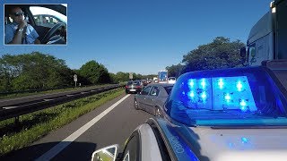 Einsatzfahrt der Autobahnpolizei  durch Rettungsgasse zum Unfall  Polizei kommentiert  POV GoPro [upl. by Atlanta850]