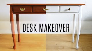 DIY DESK MAKEOVER  HOW TO PAINT FURNITURE [upl. by Atinna360]