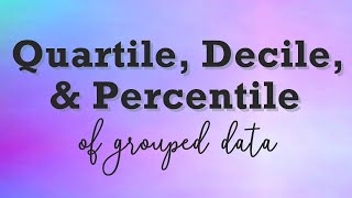 QUARTILE DECILE and PERCENTILE Measures of Position of Grouped Data [upl. by Sinnard]