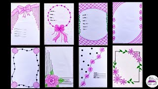 8 Easy Border design for project  Easy border design  Designs for front page  paper design [upl. by Nylia]