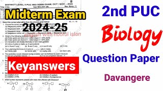 2nd PUC Biology Midterm Question Paper 2024 Keyanswers [upl. by Lemkul]