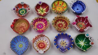 Diya Decoration ideas for DiwaliBeautiful Diwali DecorationsDIY How to Diya Decoration at Home [upl. by Nemrak]