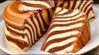 How to Make Easy Zebra Cake at Home  Zebra Sponge Cake Recipe  Marble Cake [upl. by Adiahs]