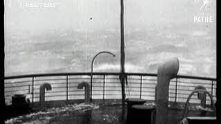 Ship RMS Aquitania battles terrific ocean storm 1922 [upl. by Malone]