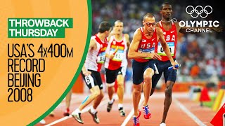 USA beat the mens 4x400m Olympic record at Beijing 2008  Throwback Thursday [upl. by Annotahs480]