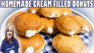 Homemade CREAM FILLED DONUTS Recipe  How to Make DONUTS  Best Cream Filling [upl. by Assanav]