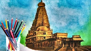 How to Draw Simple Tanjore Temple  Stepbystep Tutorial  Art by Meghna [upl. by Nilahs]