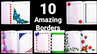 10 beautiful border designs for projects handmade simple border designs notebook border designs [upl. by Sivle344]