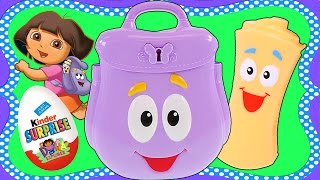 Dora the Explorer Surprise Kinder Egg Backpack Chocolate Toy Huevos Sorpresa Juguetes [upl. by Akenet]