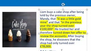 How to apply misrepresentation Liam cupcake scenario [upl. by Raffo]