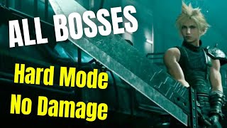 All Bosses No Damage Hard Mode  Final Fantasy VII Remake [upl. by Elenaj]