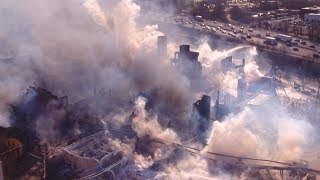 Drone captures destruction from massive fire at Marcal Paper plant [upl. by Oiratno155]