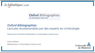 Oxford Bibliographies en criminologie [upl. by Aundrea]