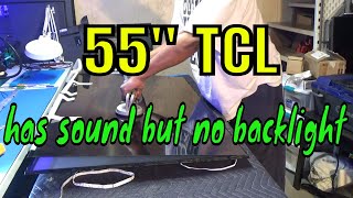 TCL 55s405 tv STUCK SCREEN removal for Led Backlight replacement [upl. by Suiravad520]