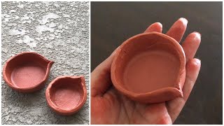 How To Make Clay Diya At HomeTeracottaAir Dry ClayDiwali Craft Ideas [upl. by Peyton]