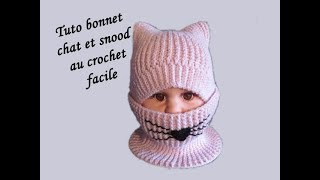 TUTO BONNET CHAT ET SNOOD AU CROCHET [upl. by Nov]