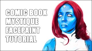 Mystique Comic Book Cel Shaded Makeup Tutorial [upl. by Trude580]