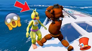 WITHERED FREDDY HITS CHICA OFF THE BOAT GTA 5 Mods FNAF Funny Moments [upl. by Llenaej]