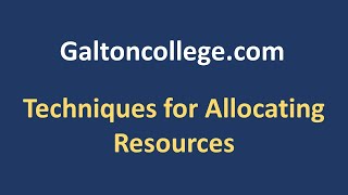 Techniques for allocating resources [upl. by Llertal197]