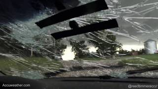 Grapefruit size HAIL busting out windshield near Fort Laramie Wyoming [upl. by Coben]