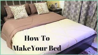 How To Make A Bed How To Put A Bed Sheet On A Bed [upl. by Anner]