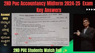 2nd Puc Accountancy Midterm Exam 202425 Question paper with Key Answers 🔥 [upl. by Kendy]