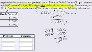 Calculating Dividends for Cumulative Preferred Stock MOM [upl. by Allayne]