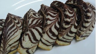 Fry pan Zebra Swiss roll cake recipe [upl. by Ahseyd]