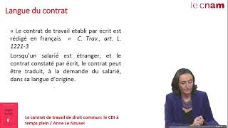 Le contrat de travail de droit commun [upl. by Eadahc]