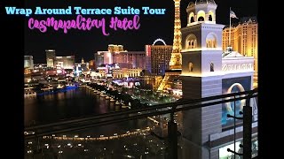 Cosmopolitan Las Vegas Wraparound Terrace Fountain View  quick 30 hotel room tour [upl. by Nyladnek]