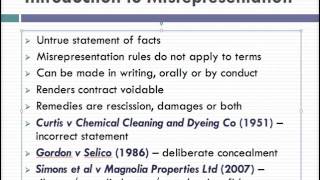 Misrepresentation Lecture 1 of 4 [upl. by Endo]