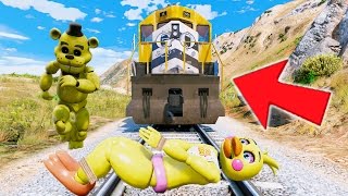 GOLDEN FREDDY SAVES CHICA FROM THE TRAIN HITTING HER GTA 5 Mods RedHatter [upl. by Saucy786]