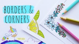 EASY BORDER amp CORNER DESIGNS FOR PROJECTS 3 💜 PROJECT WORK DESIGNS💜 How to DRAW a cute UNICORN [upl. by Levitan]