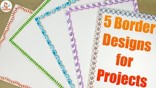 5 Easy border designs for projects  Simple border designs to draw  New Border Designs [upl. by Siuqaj405]