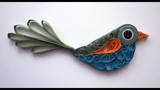 Quilled bird  Oiseau quilling  Pájaro rodó papel [upl. by Annayrb]