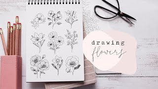 How To Draw Flowers  Florals Step By Step [upl. by Ydnagrub]