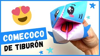 Cómo hacer un COMECOCOS de PAPEL en forma de 🦈TIBURÓN🦈 muy fácil para NIÑOS [upl. by Ilene]