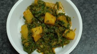 Oily Spinach potatoes  Aloo Palak  By Vahchef  vahrehvahcom [upl. by Ogaitnas164]